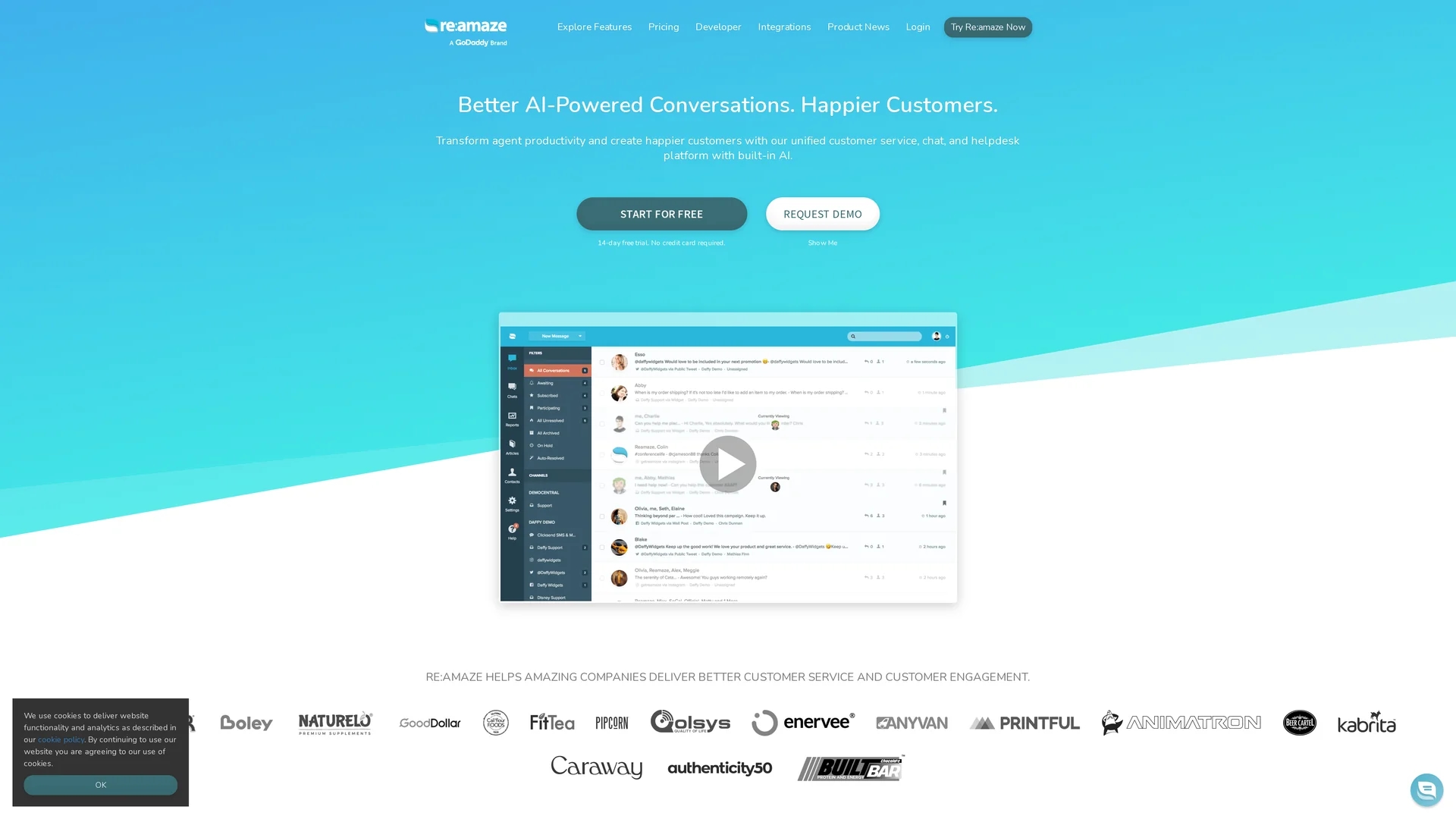 re-amaze homepage
