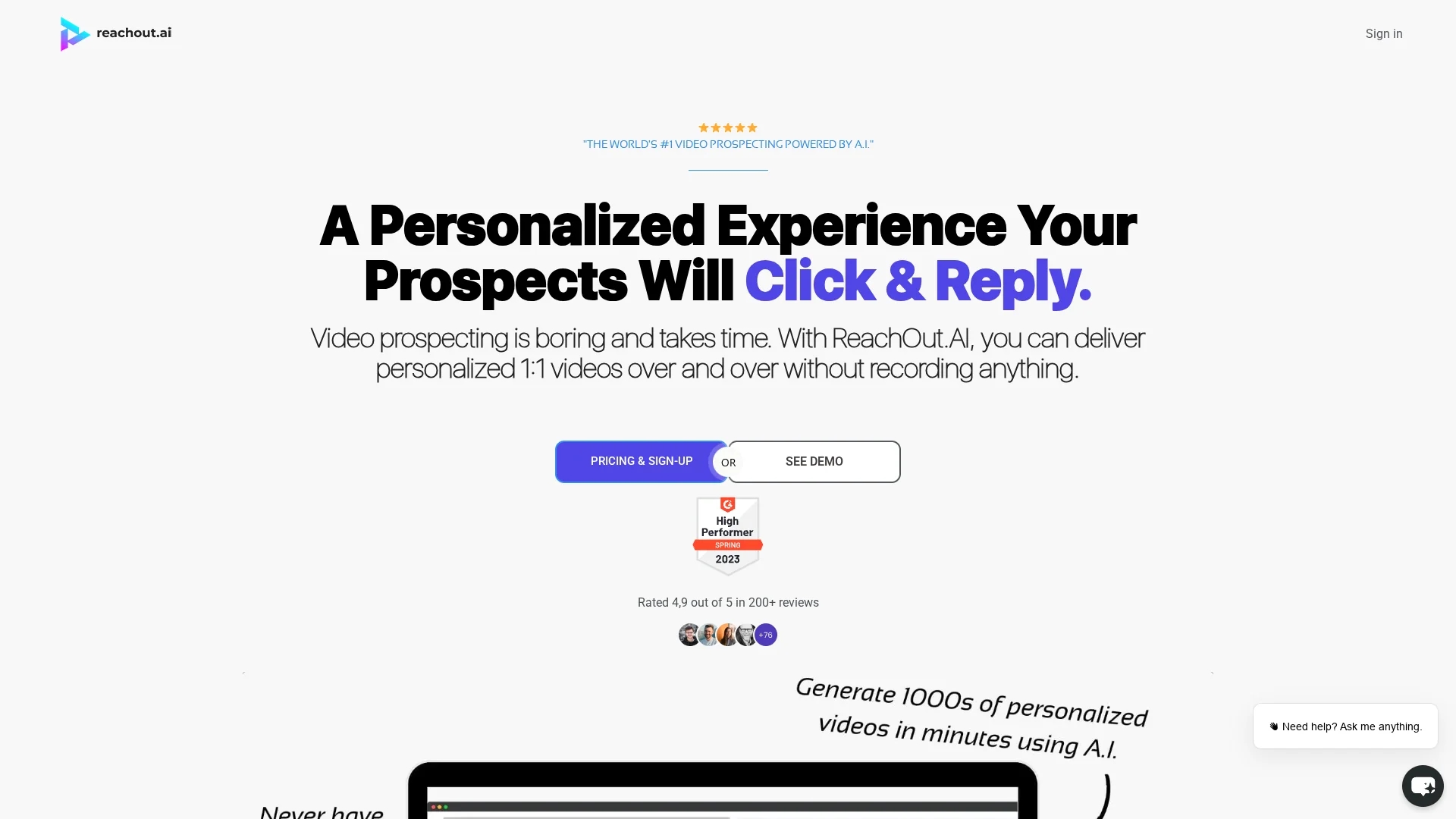 reachout-ai homepage