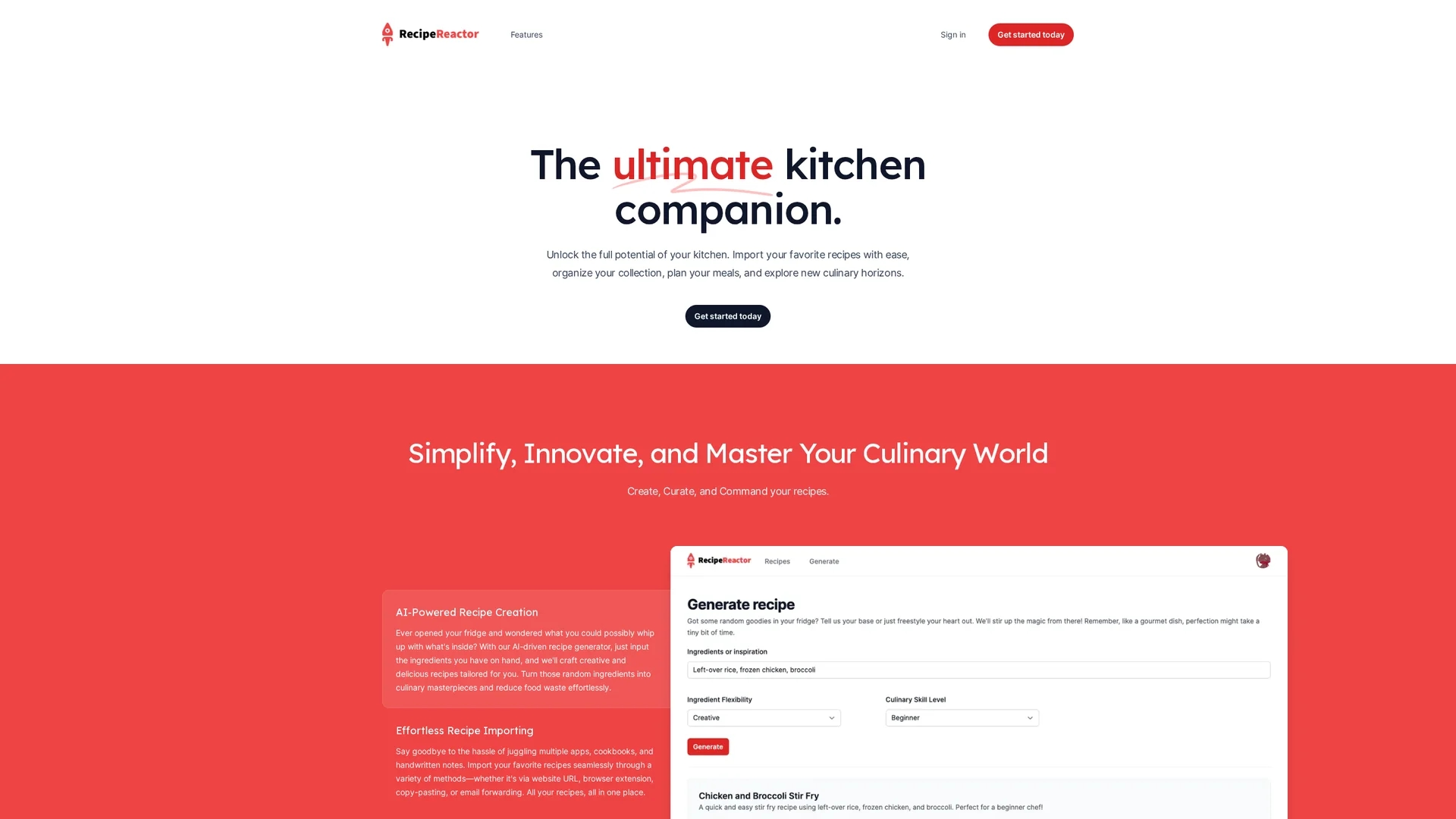 recipe-reactor homepage