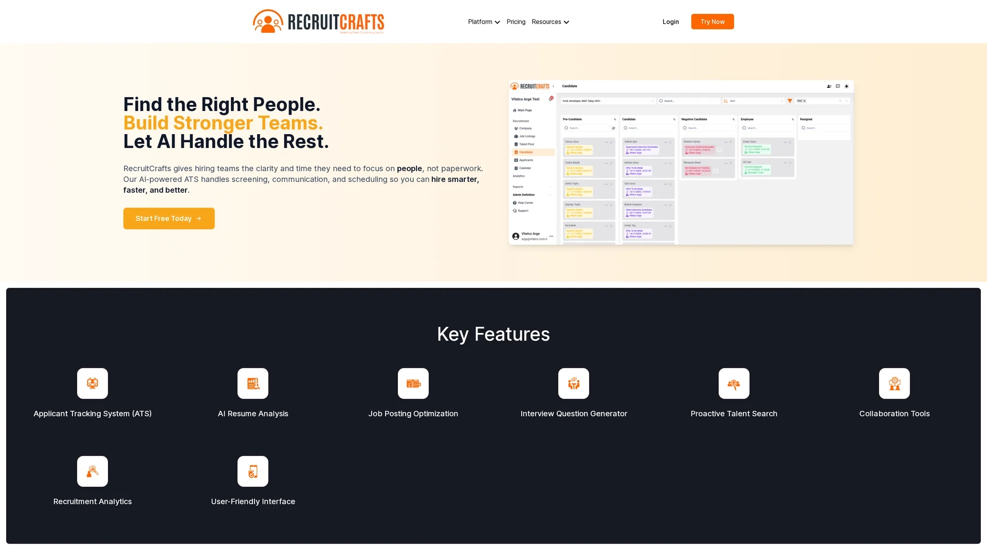recruitcrafts homepage