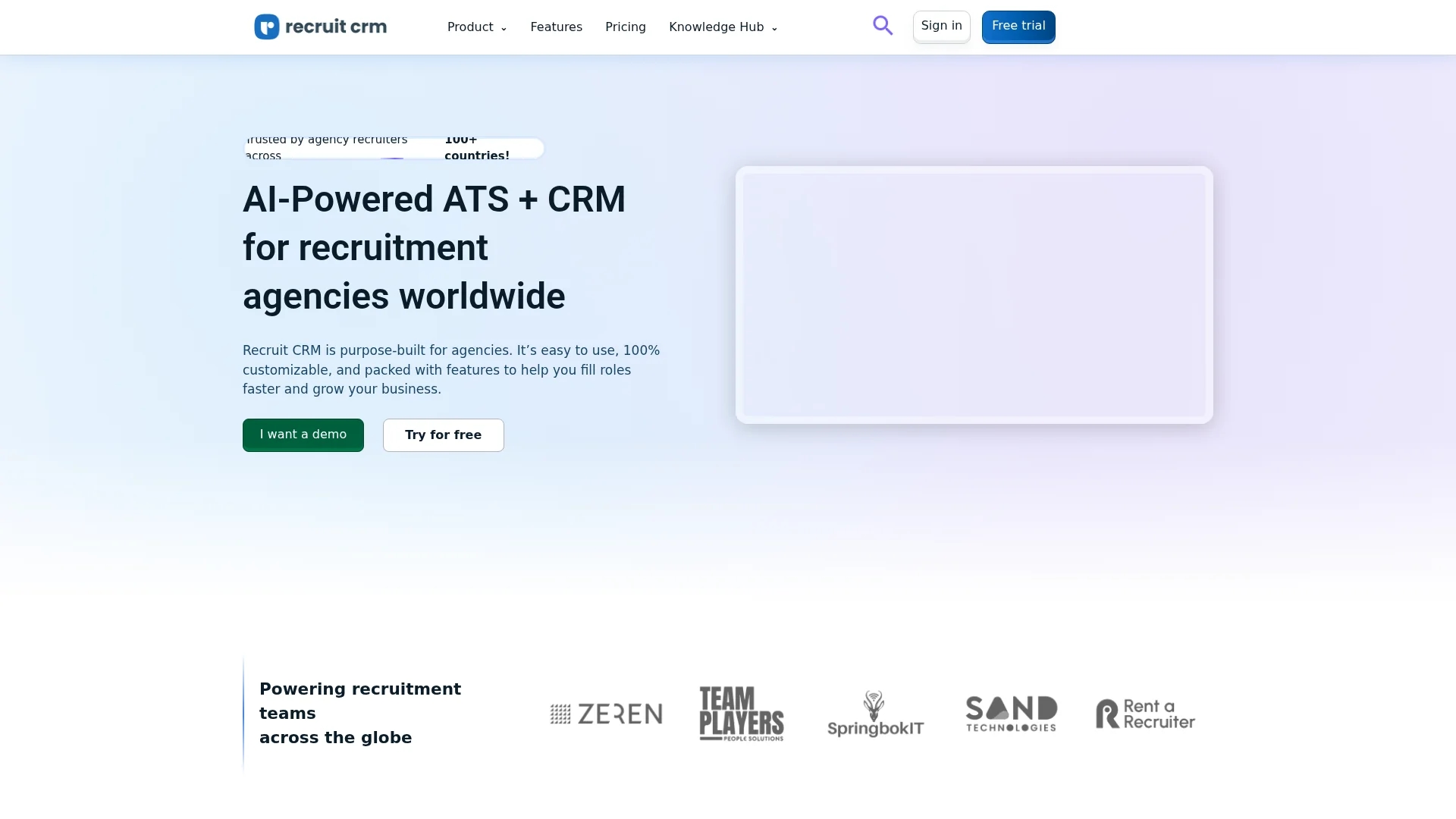 recruitcrm homepage