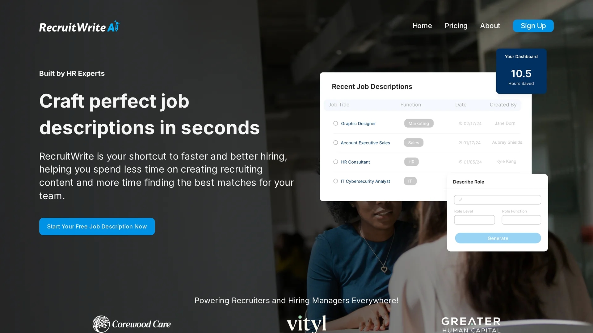 recruitwrite-ai homepage