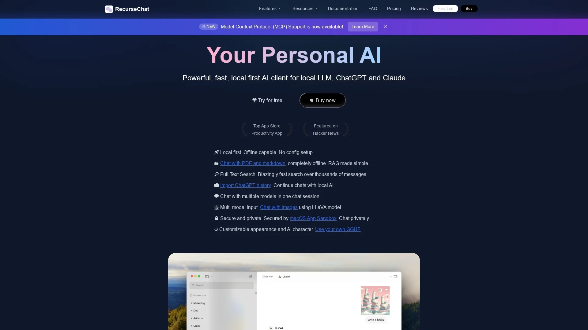recursechat homepage