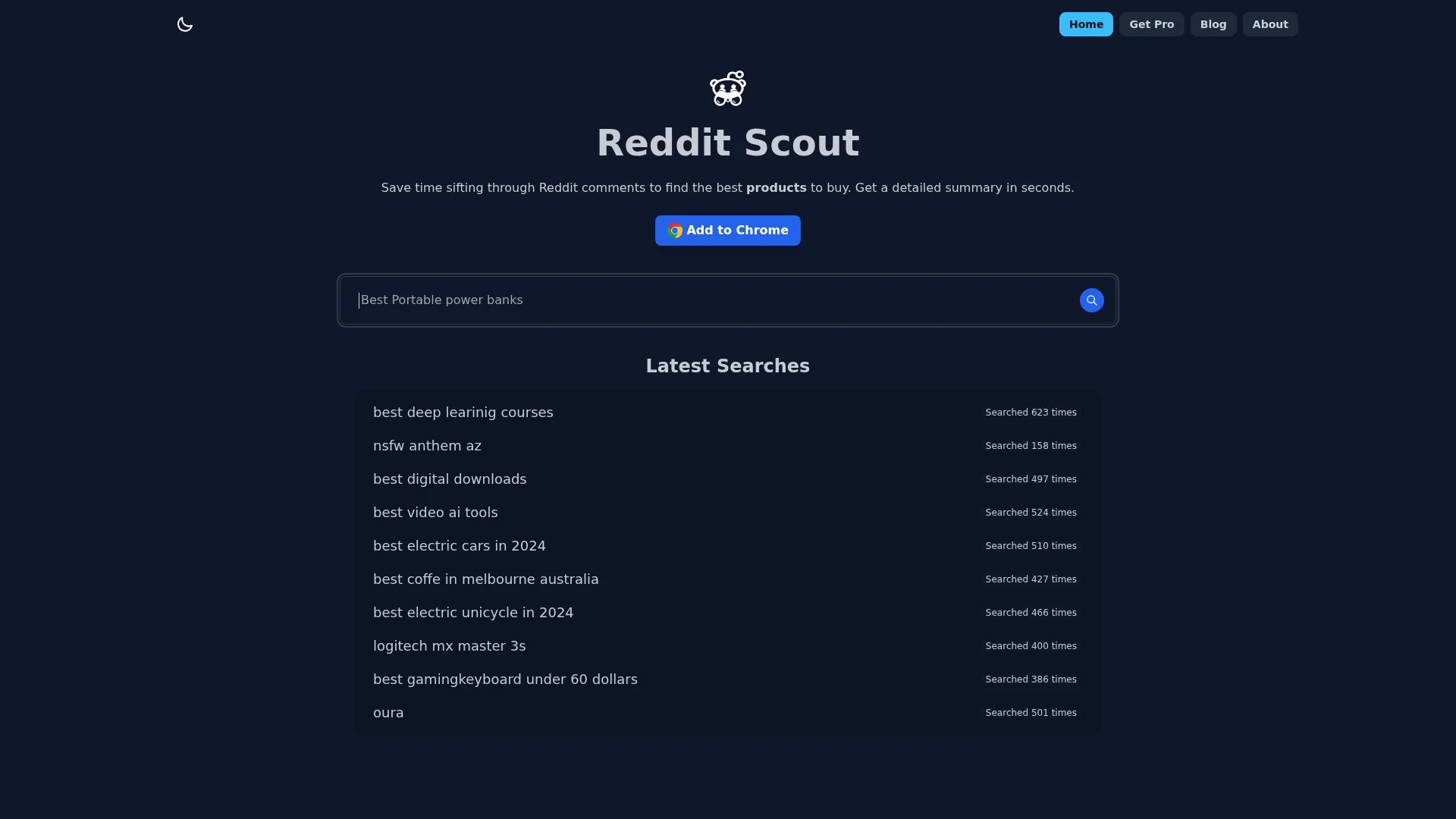 reddit-scout homepage