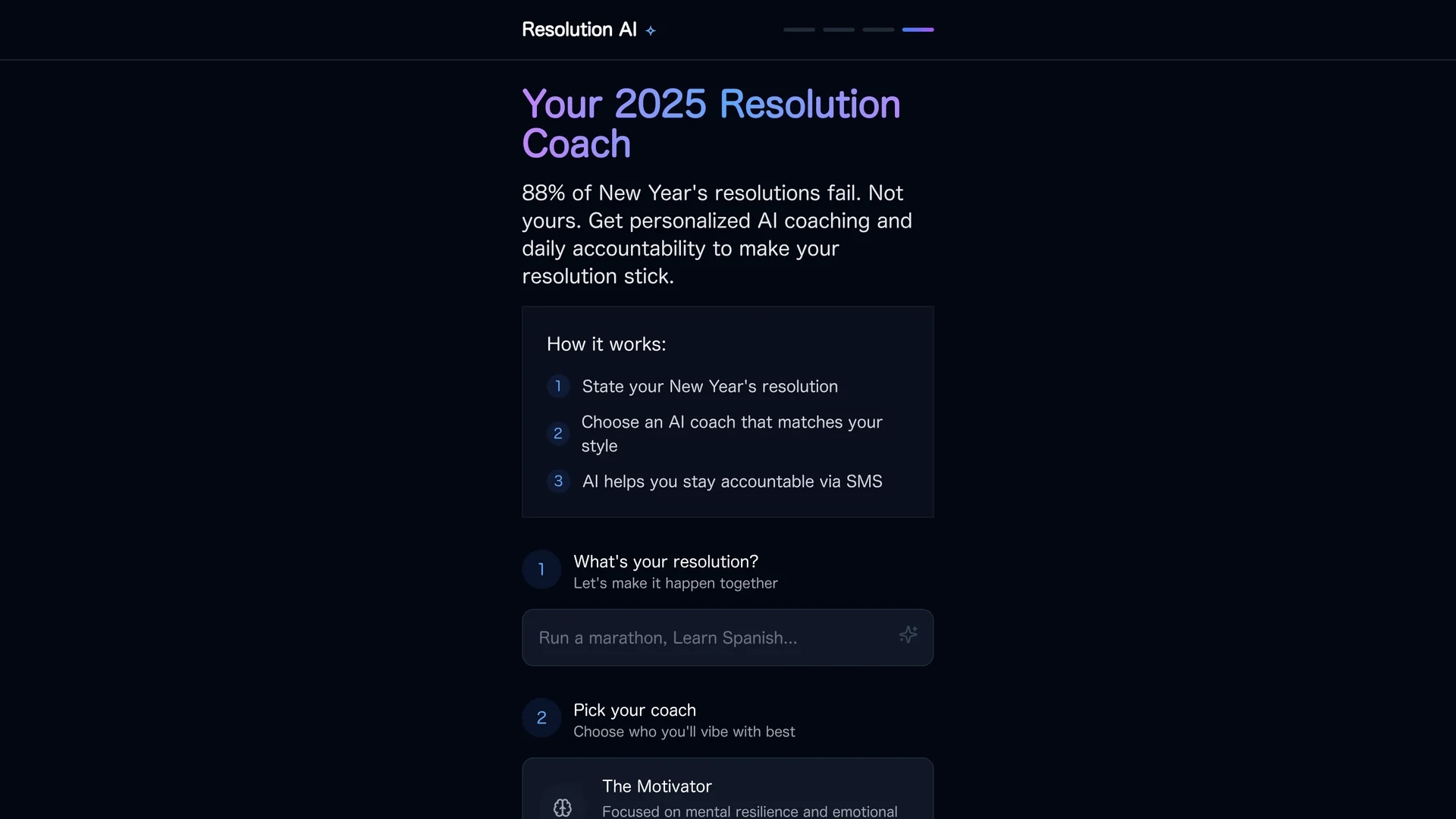 resolution-coach homepage
