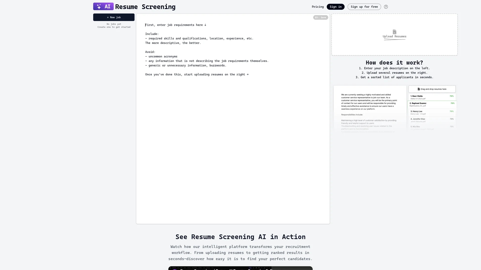 resume-screening-ai homepage