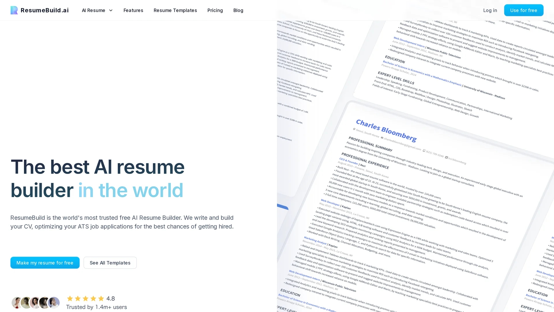 resumebuild homepage