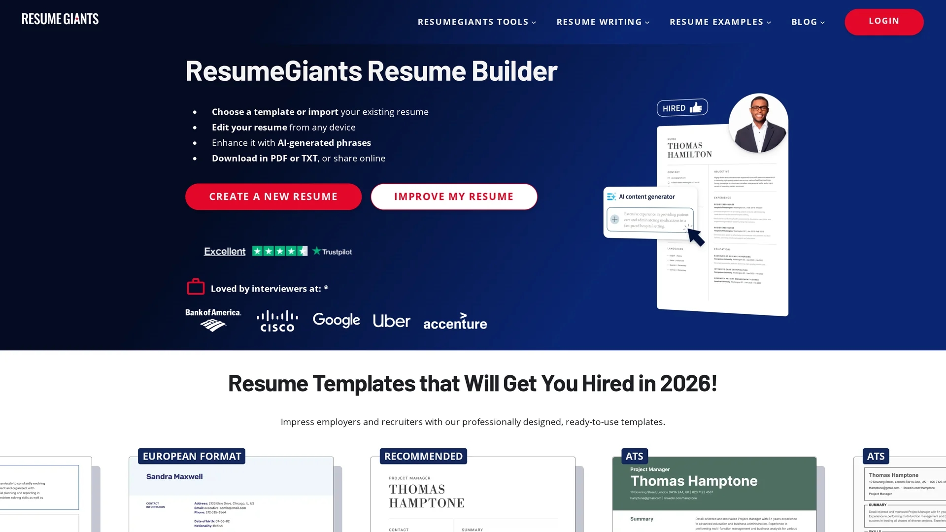 resumegiants homepage