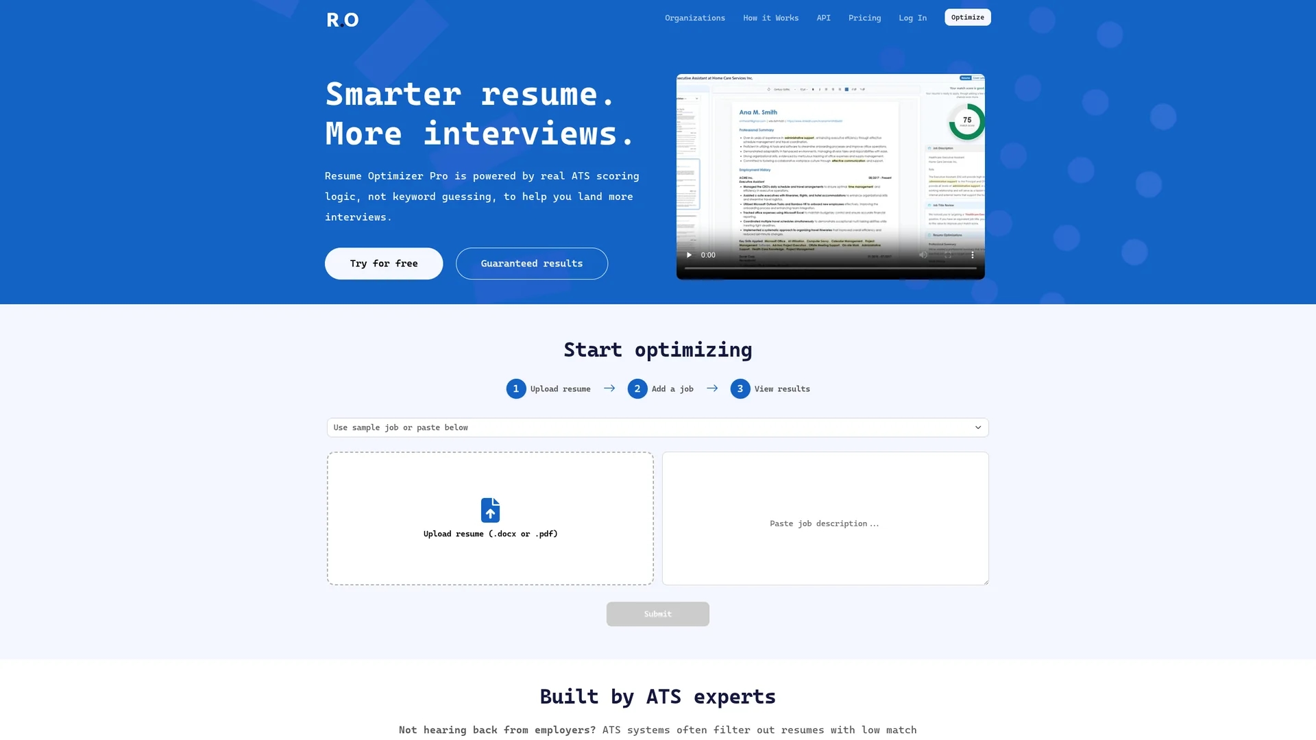 resumeoptimizerpro homepage