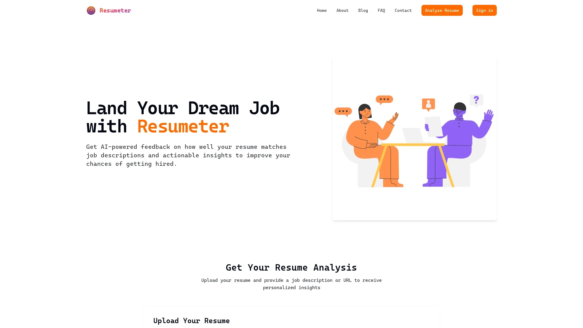 resumeter homepage