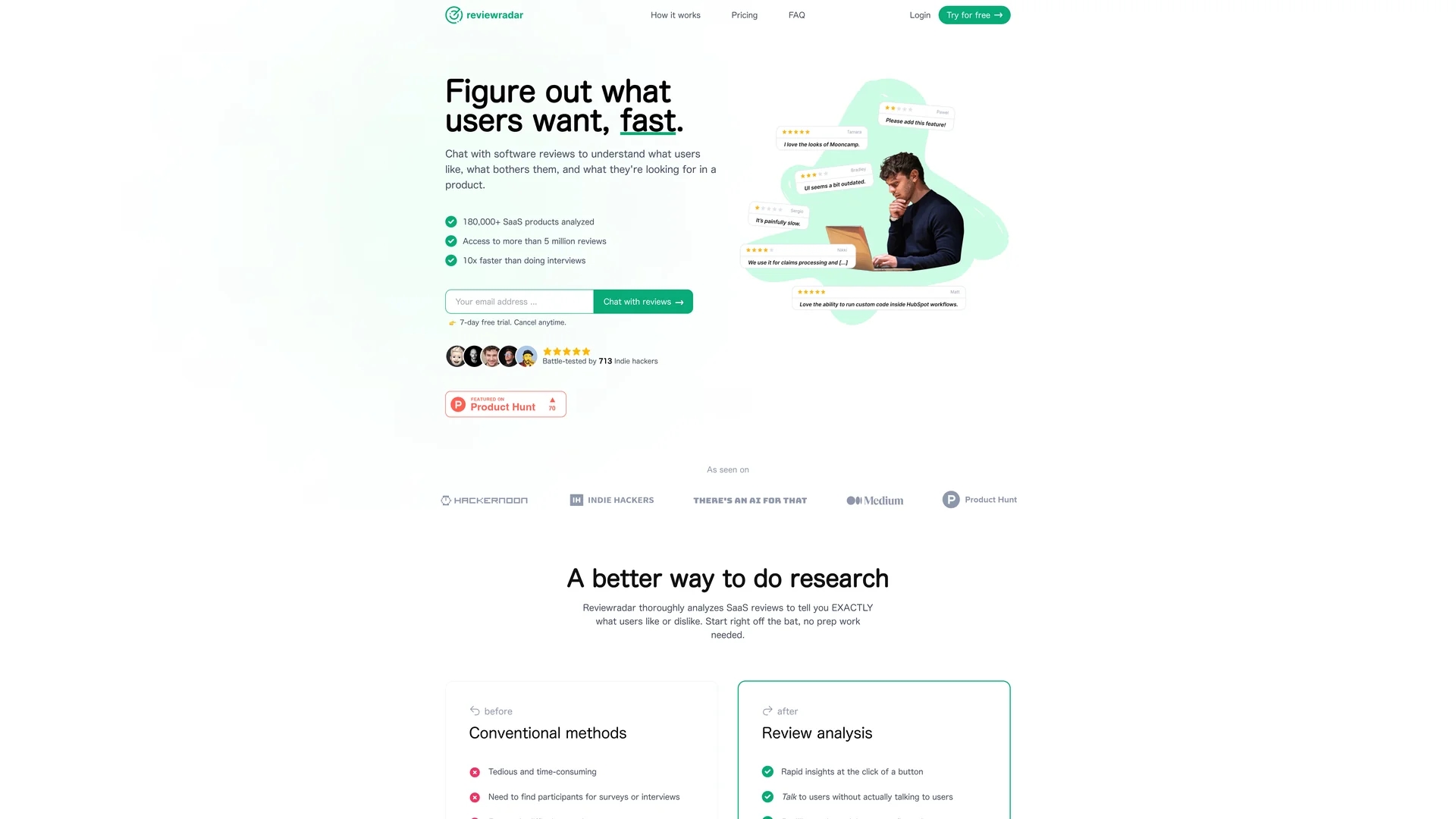 review-radar homepage
