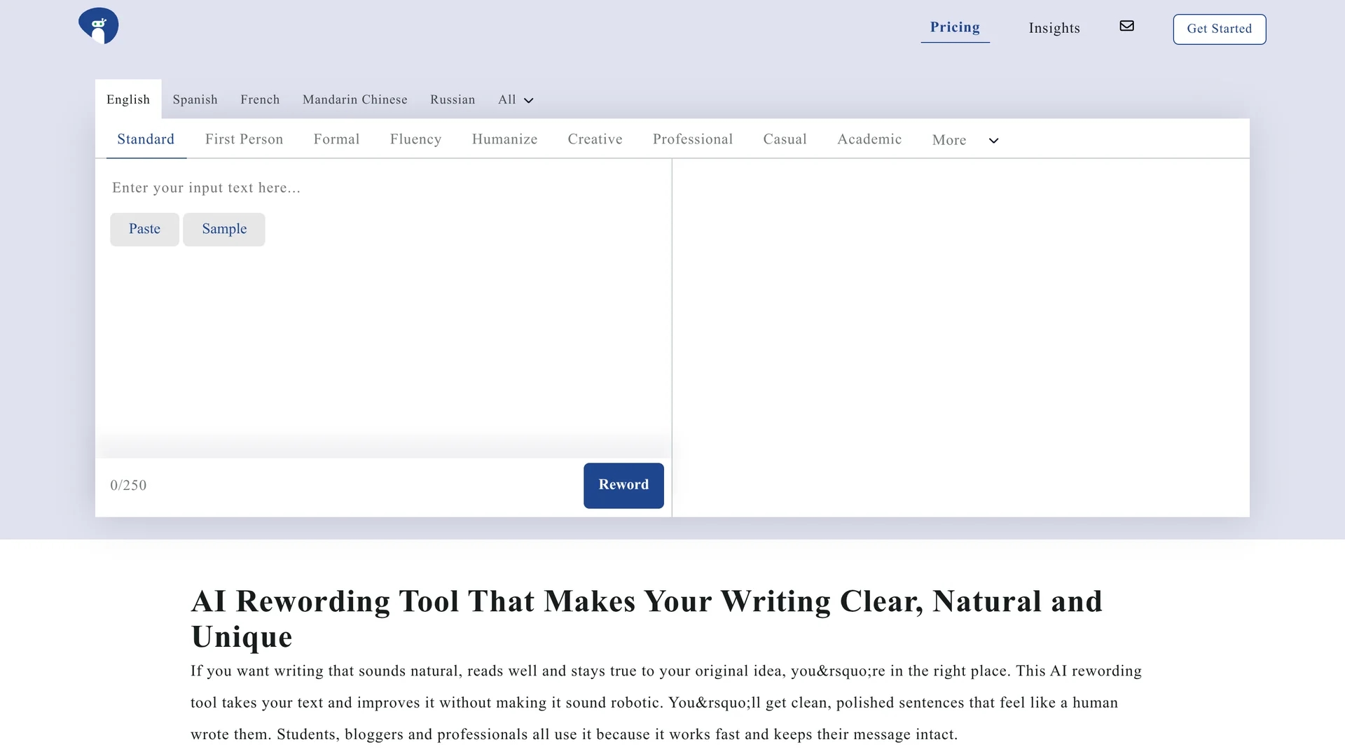 rewording-tool homepage