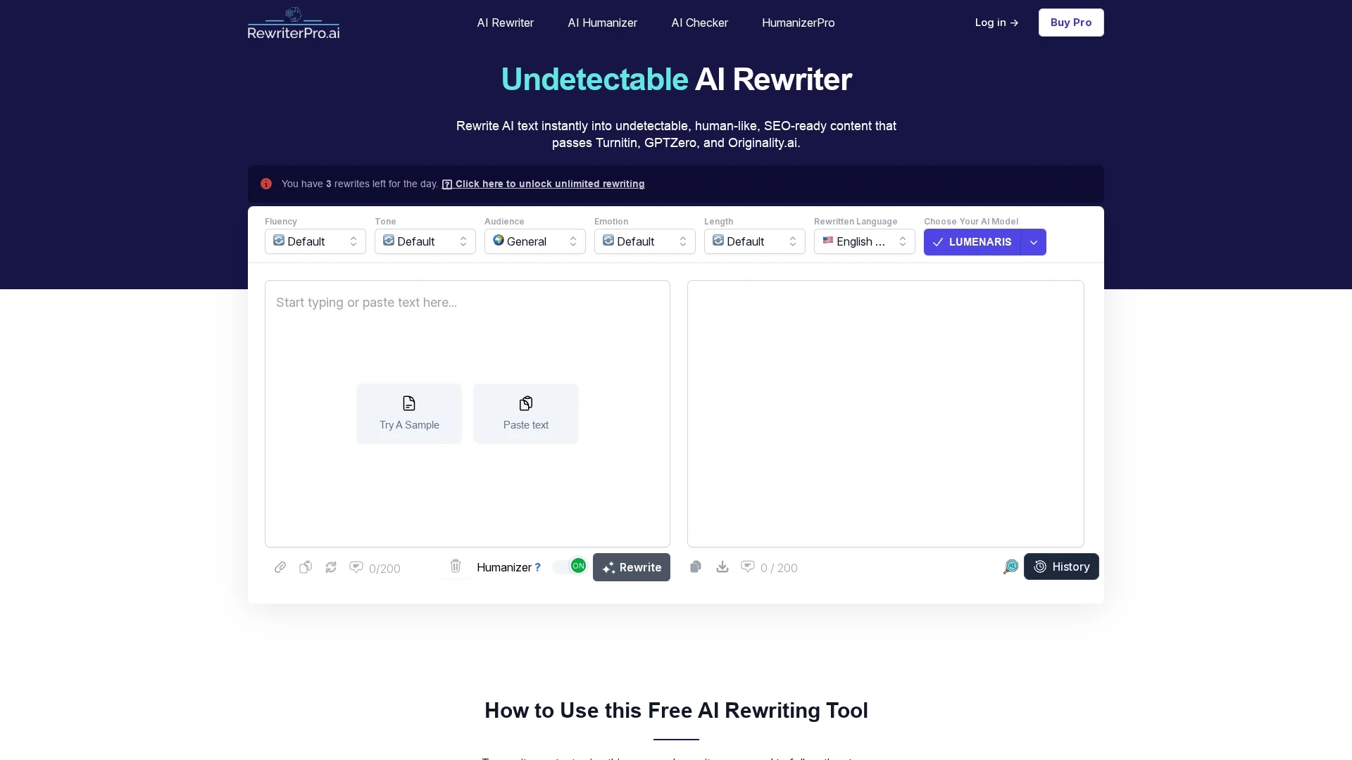 rewriterpro homepage