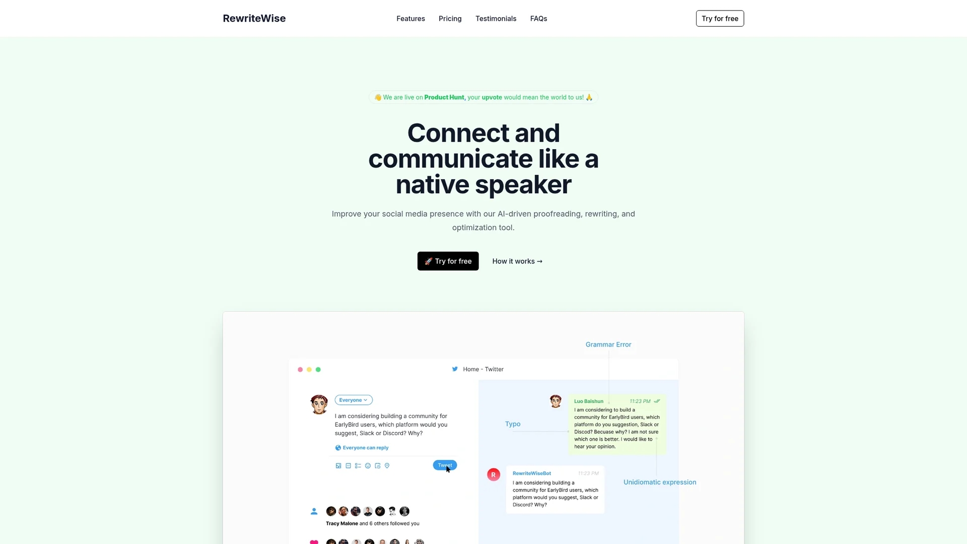 rewritewise homepage