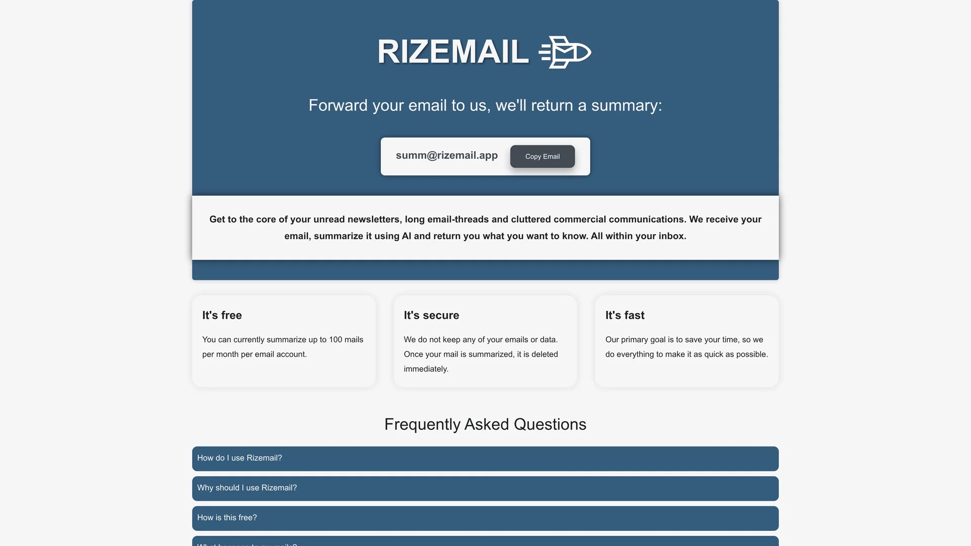 rizemail-app homepage