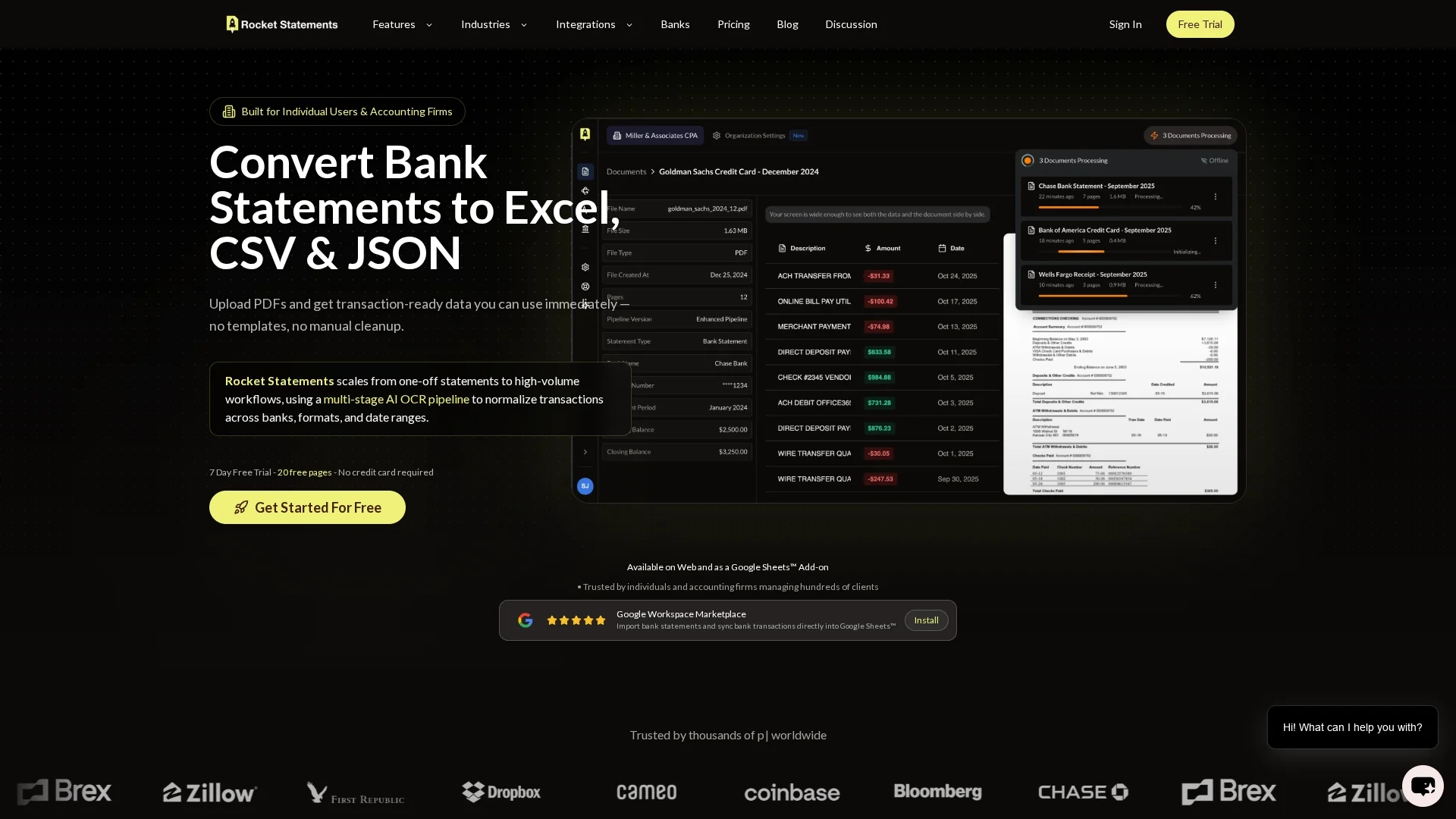 rocket-statements homepage