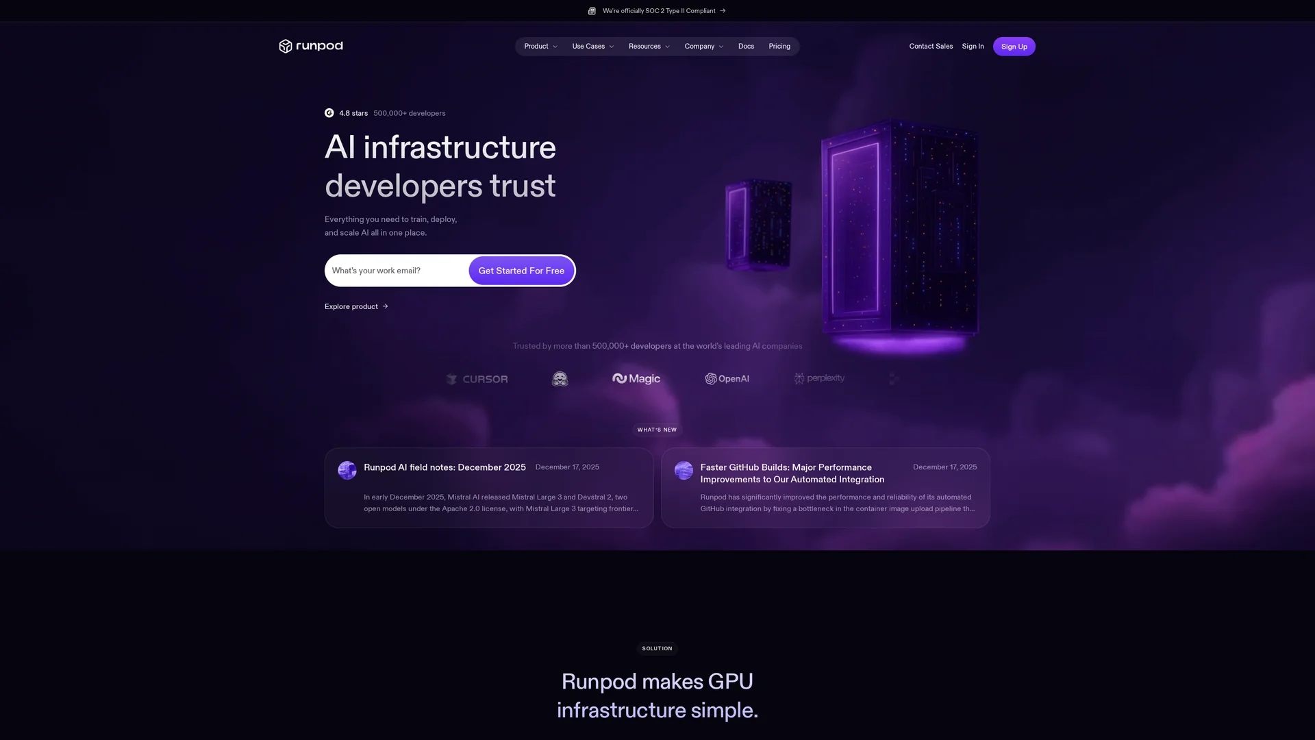 runpod homepage