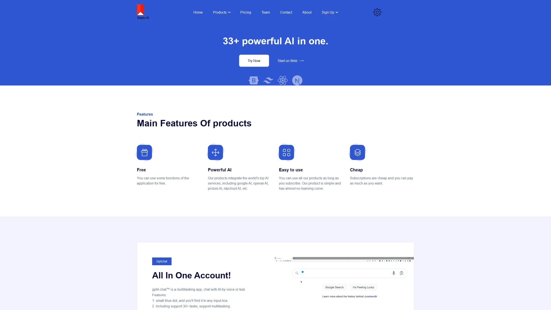 saas-ai homepage
