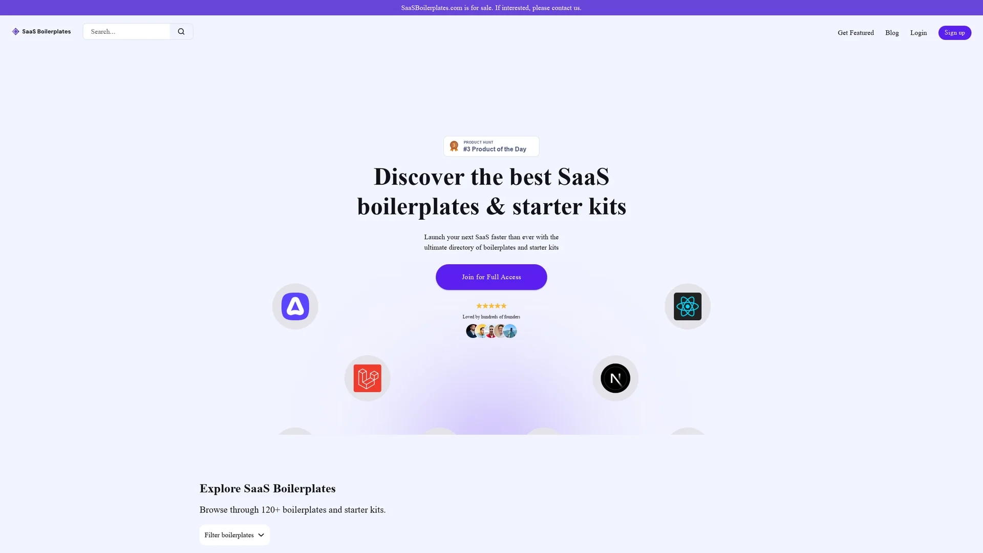saas-boilerplates homepage