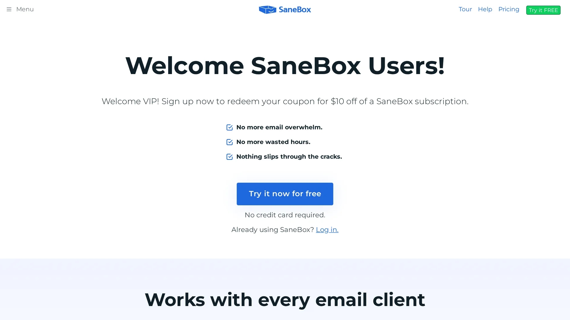 sanebox homepage