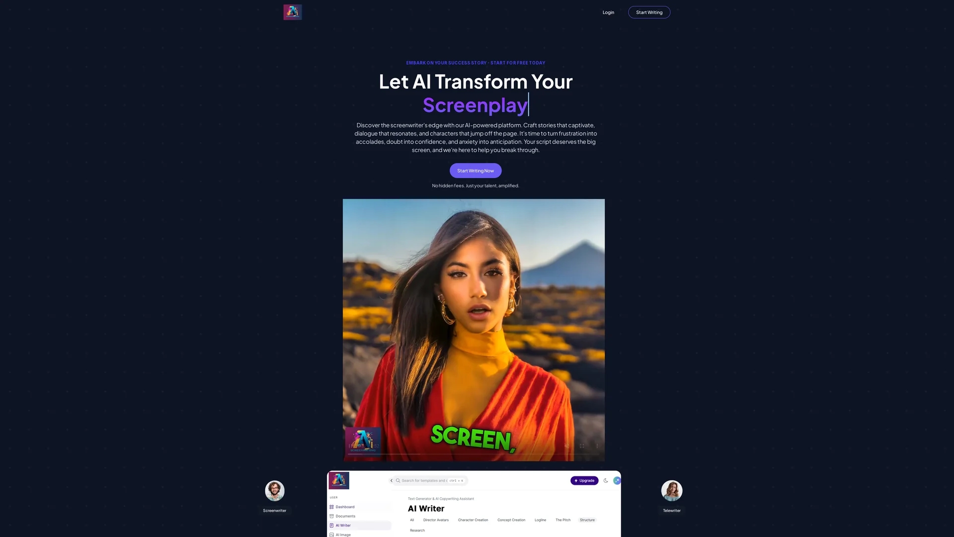 screenwriting-ai homepage