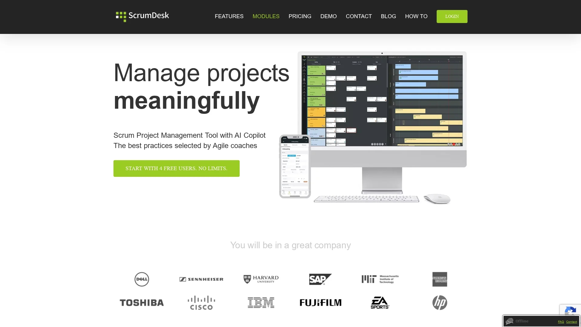 scrumdesk-com homepage