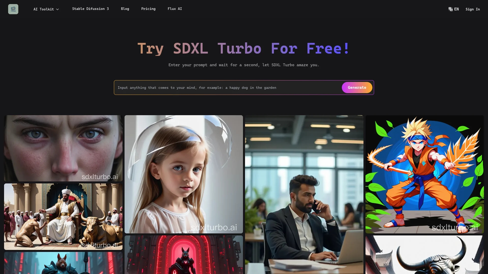 sdxl-turbo-playground homepage