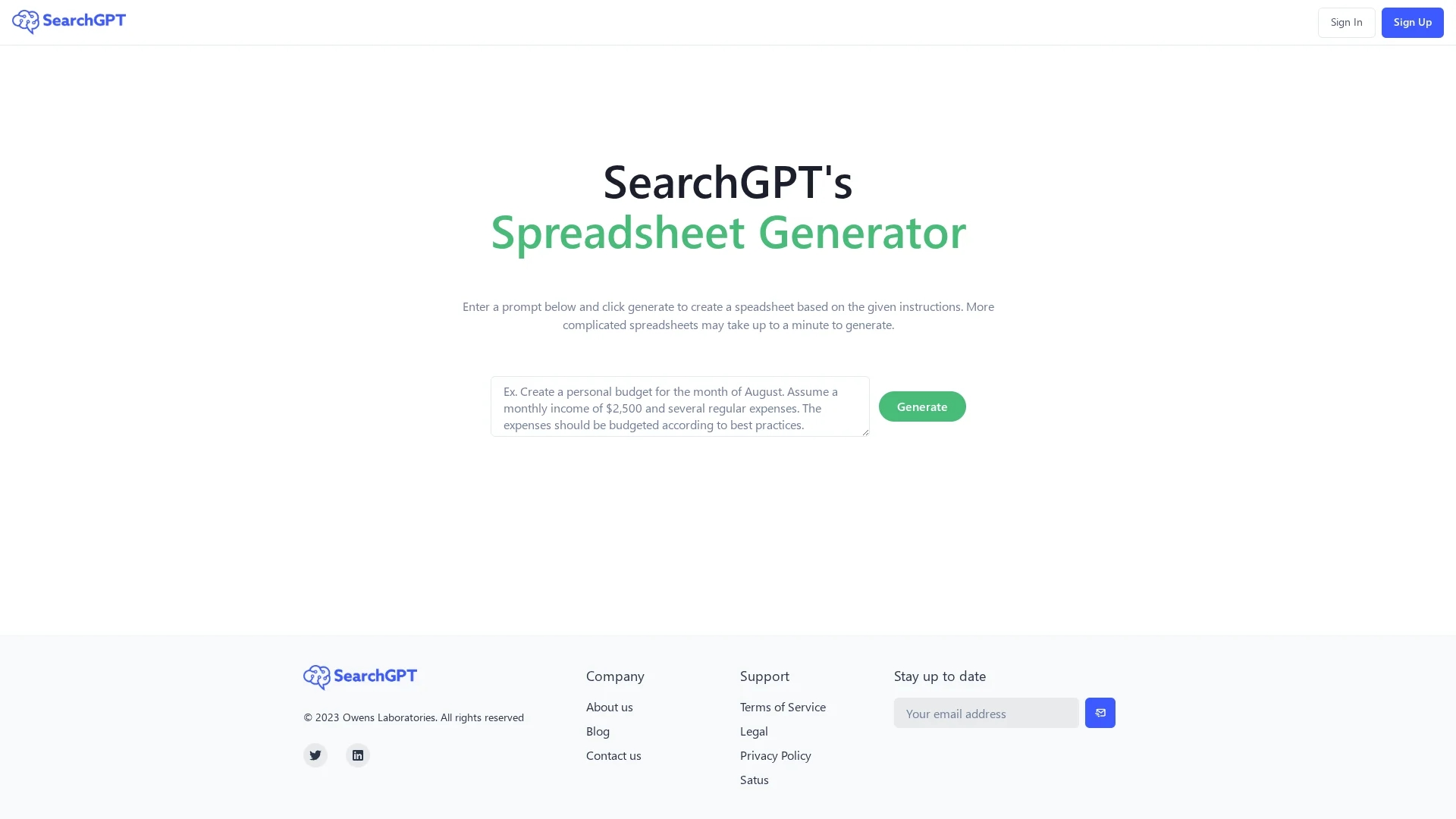 searchgpt homepage