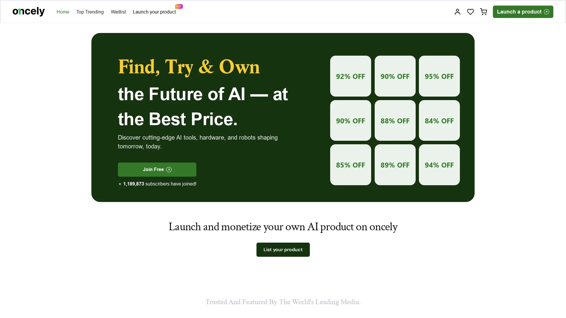 sell-on-oncely homepage