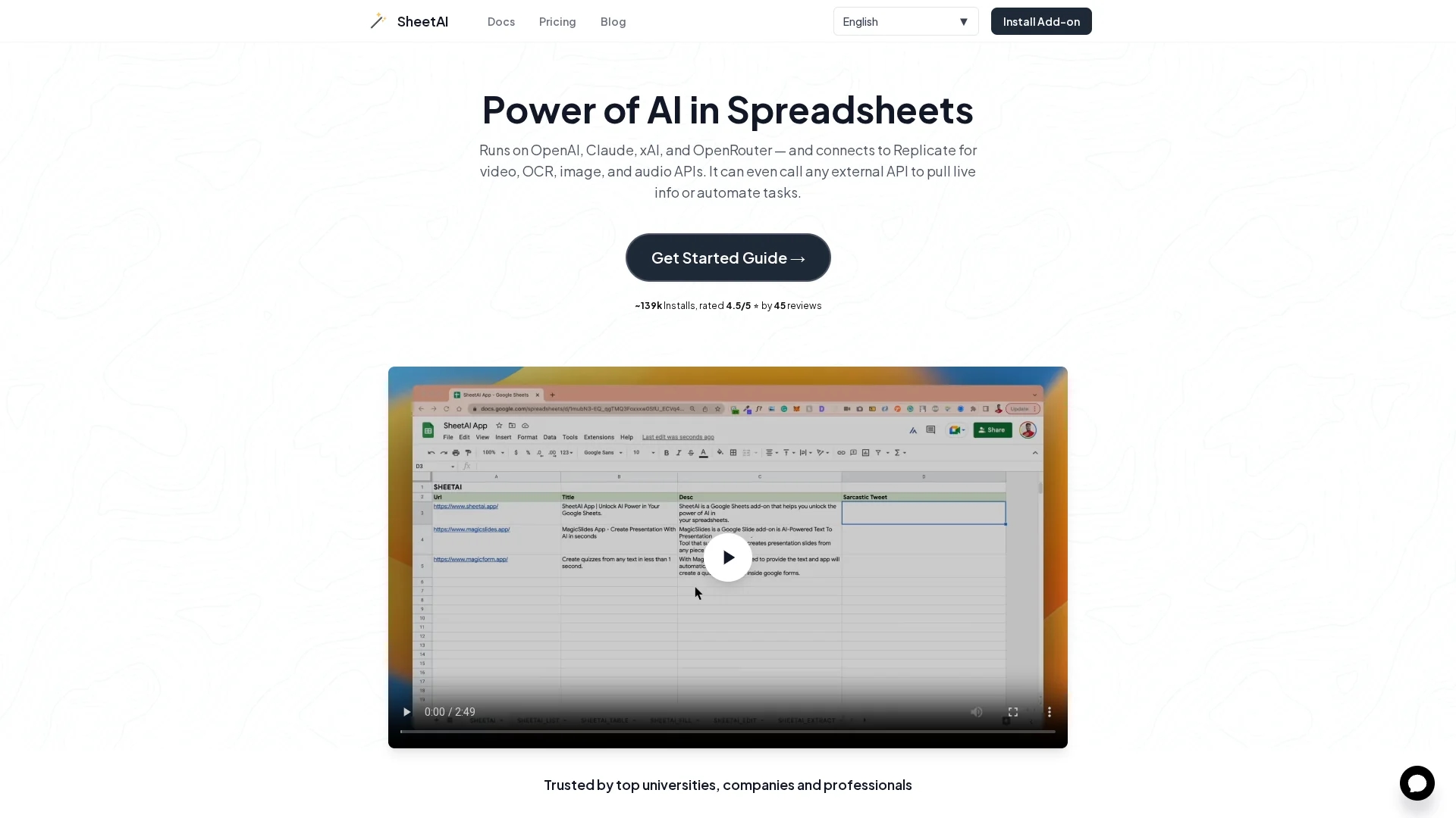 sheetai-app homepage