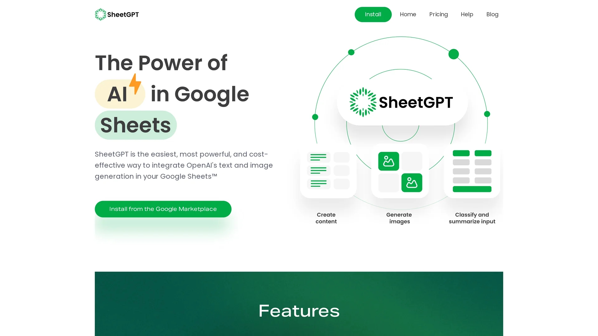 sheetgpt homepage