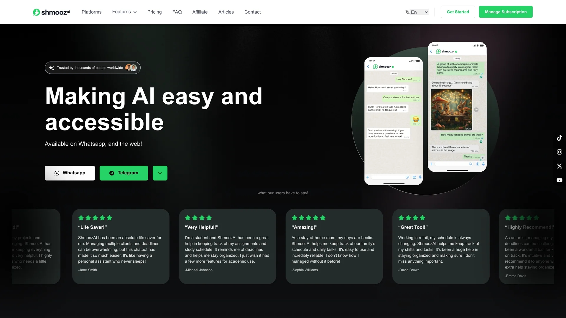 shmooz-ai homepage