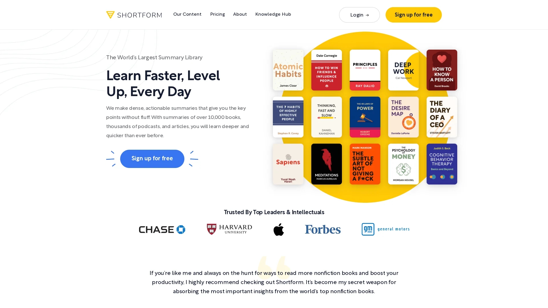 shortform homepage