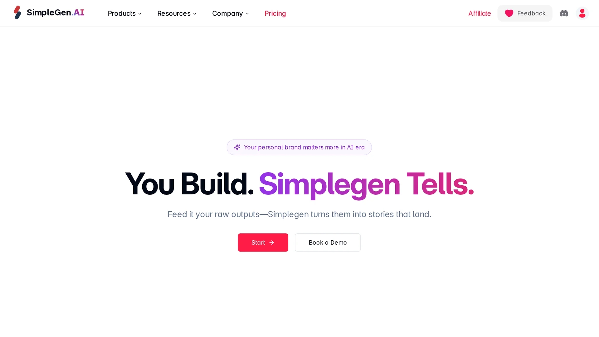 simplegen-ai homepage