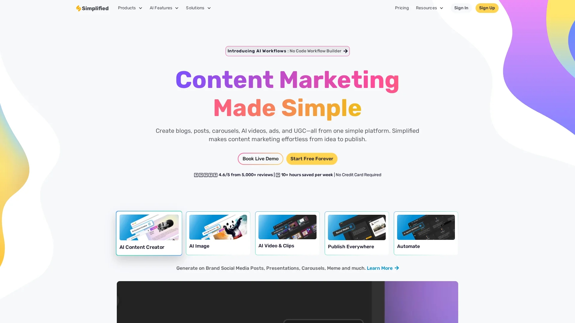 simplified homepage
