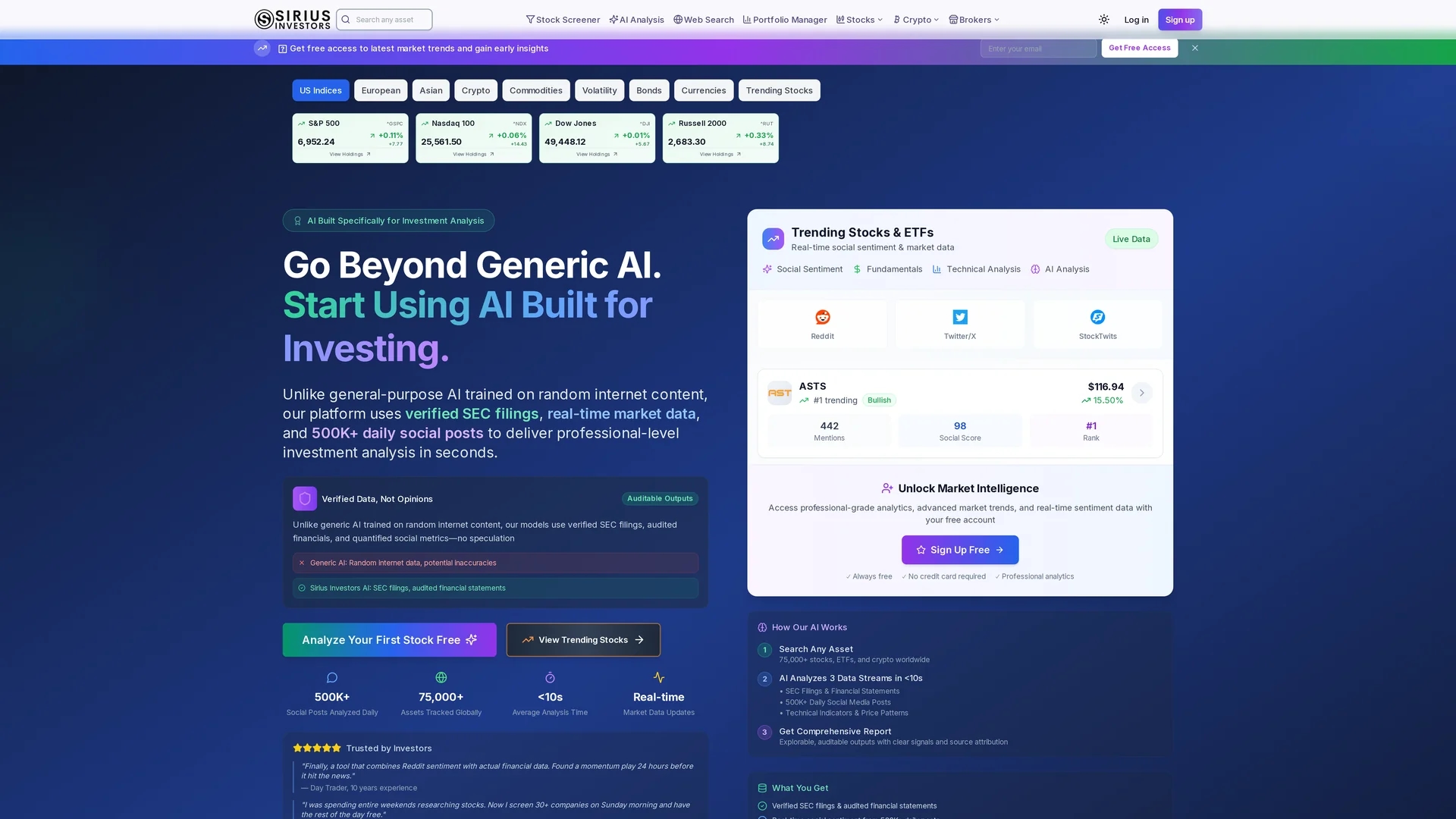 sirius-investors homepage