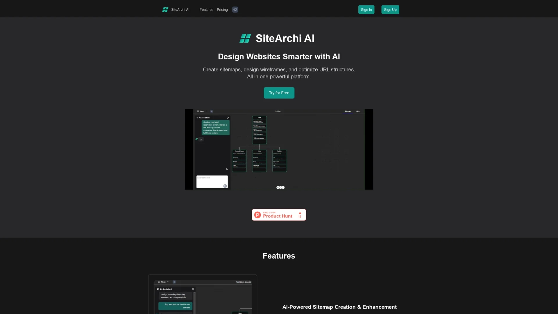 sitearchi-ai homepage