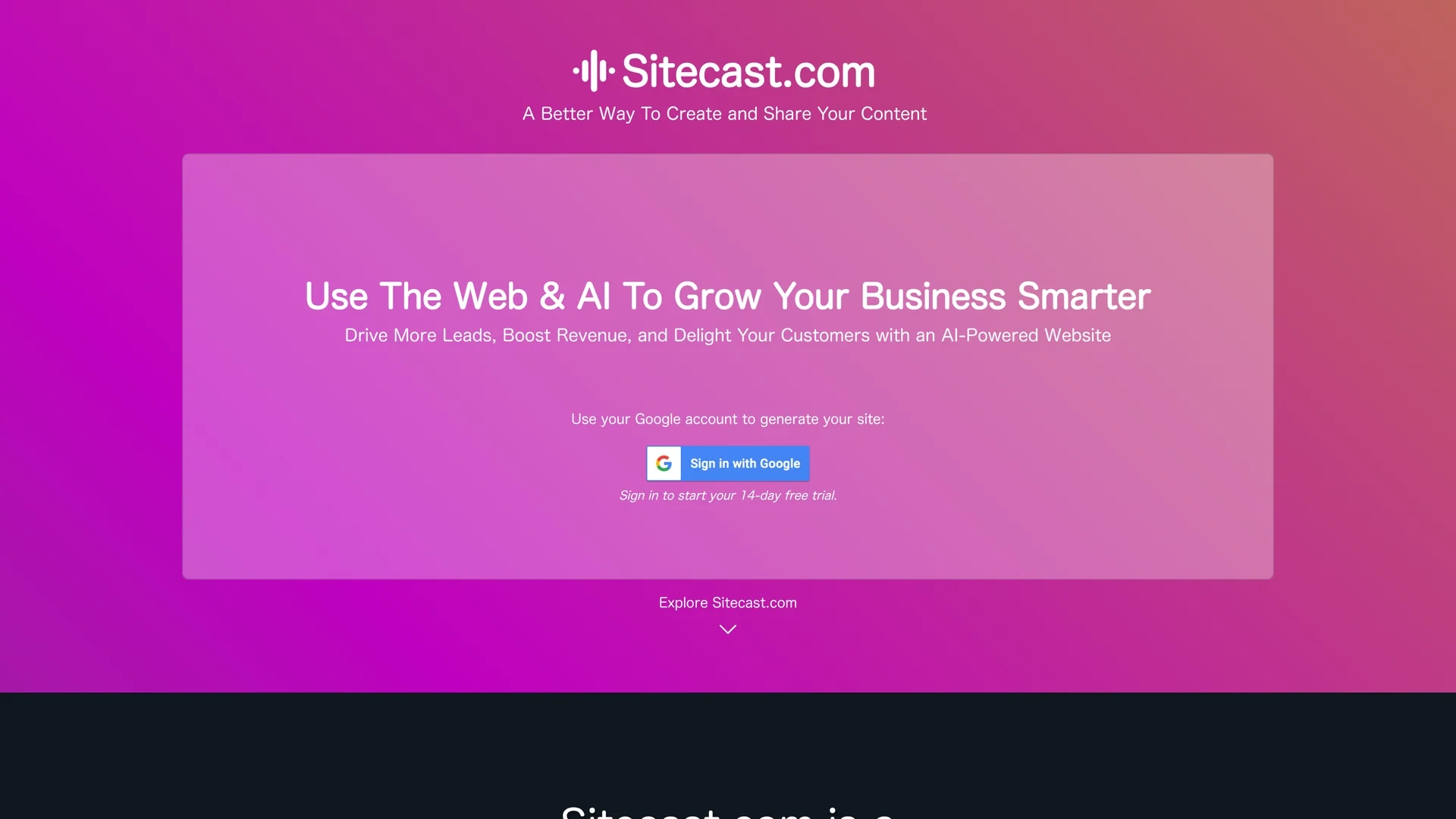 sitecast-com homepage