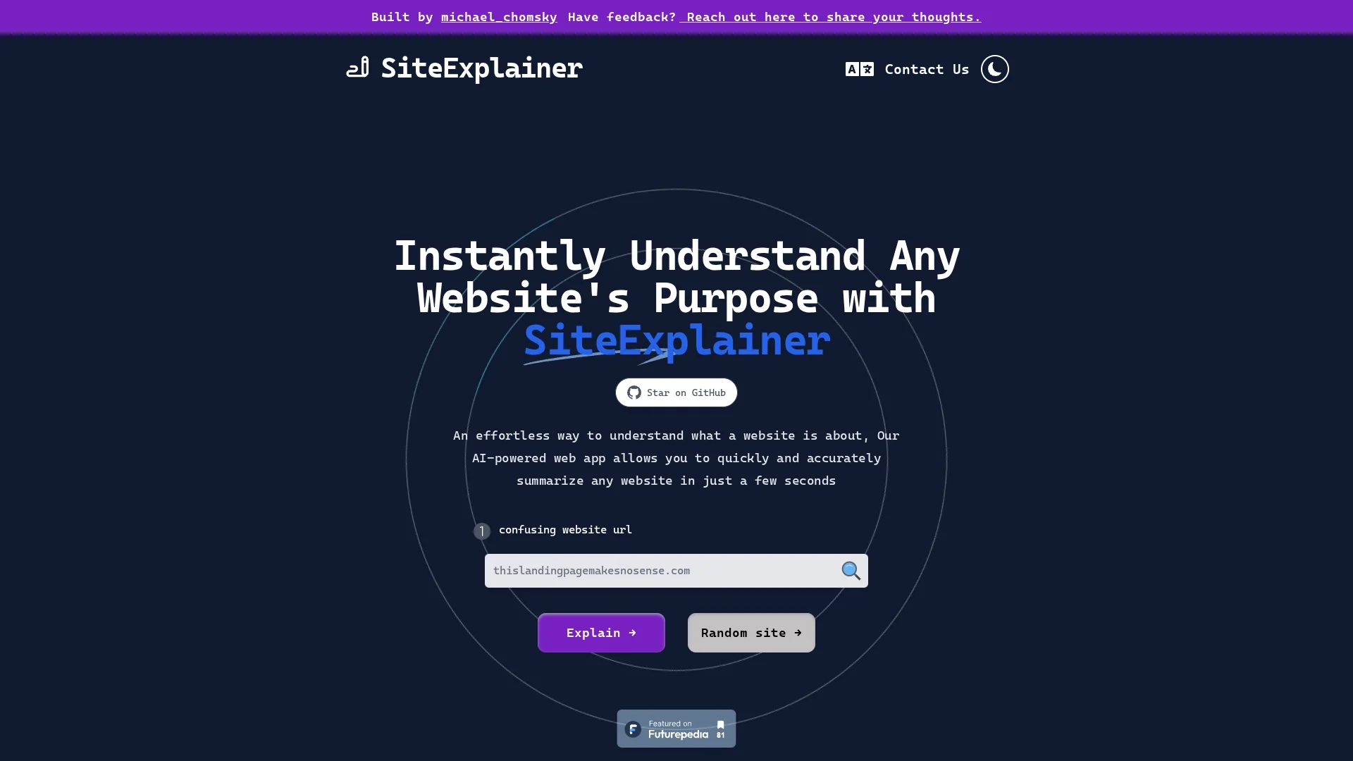 siteexplainer homepage