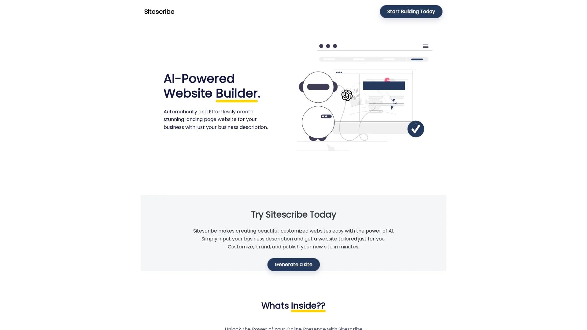 sitescribe homepage