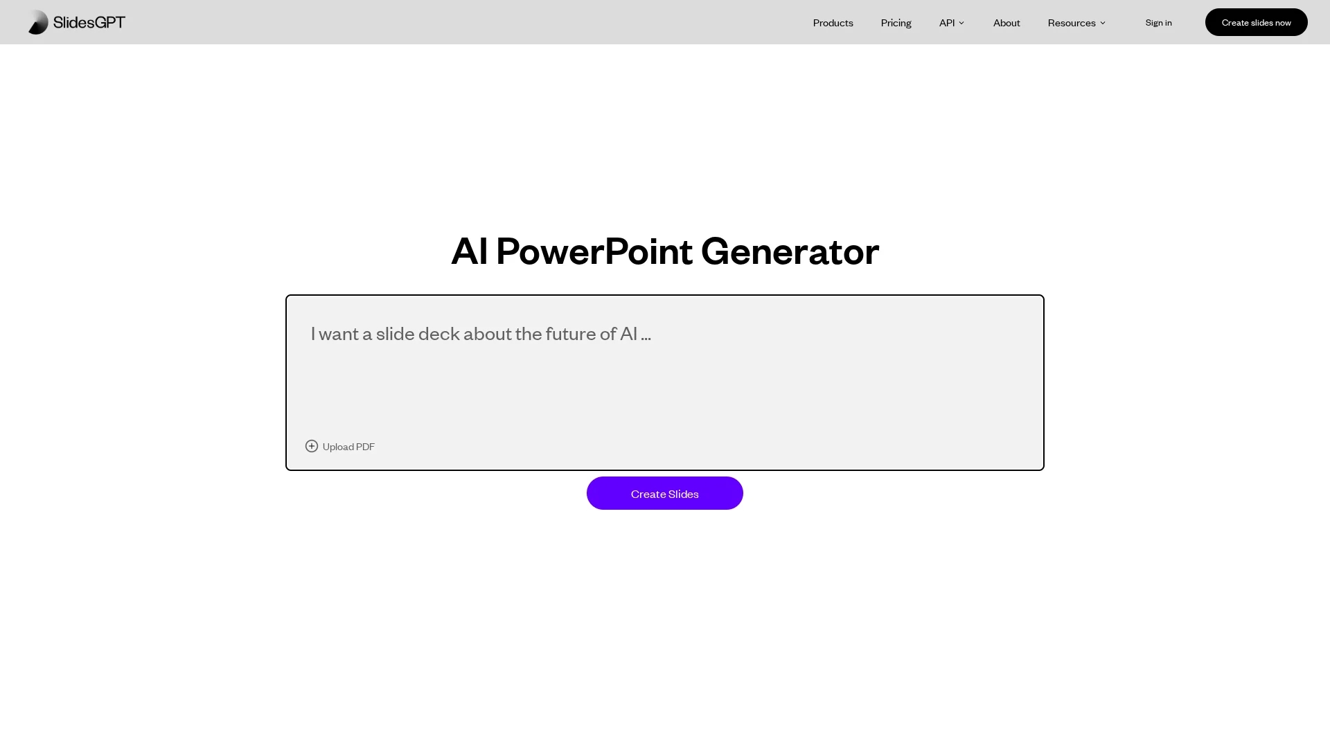 slidesgpt homepage