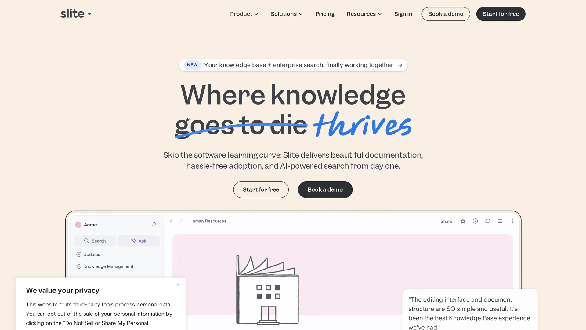 slite homepage
