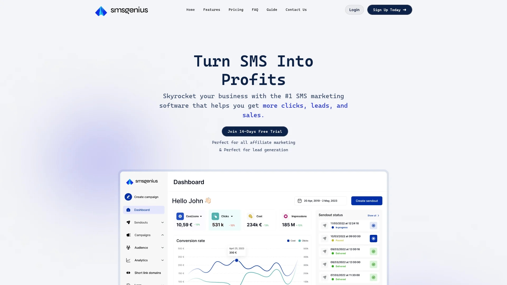 smsgenius homepage