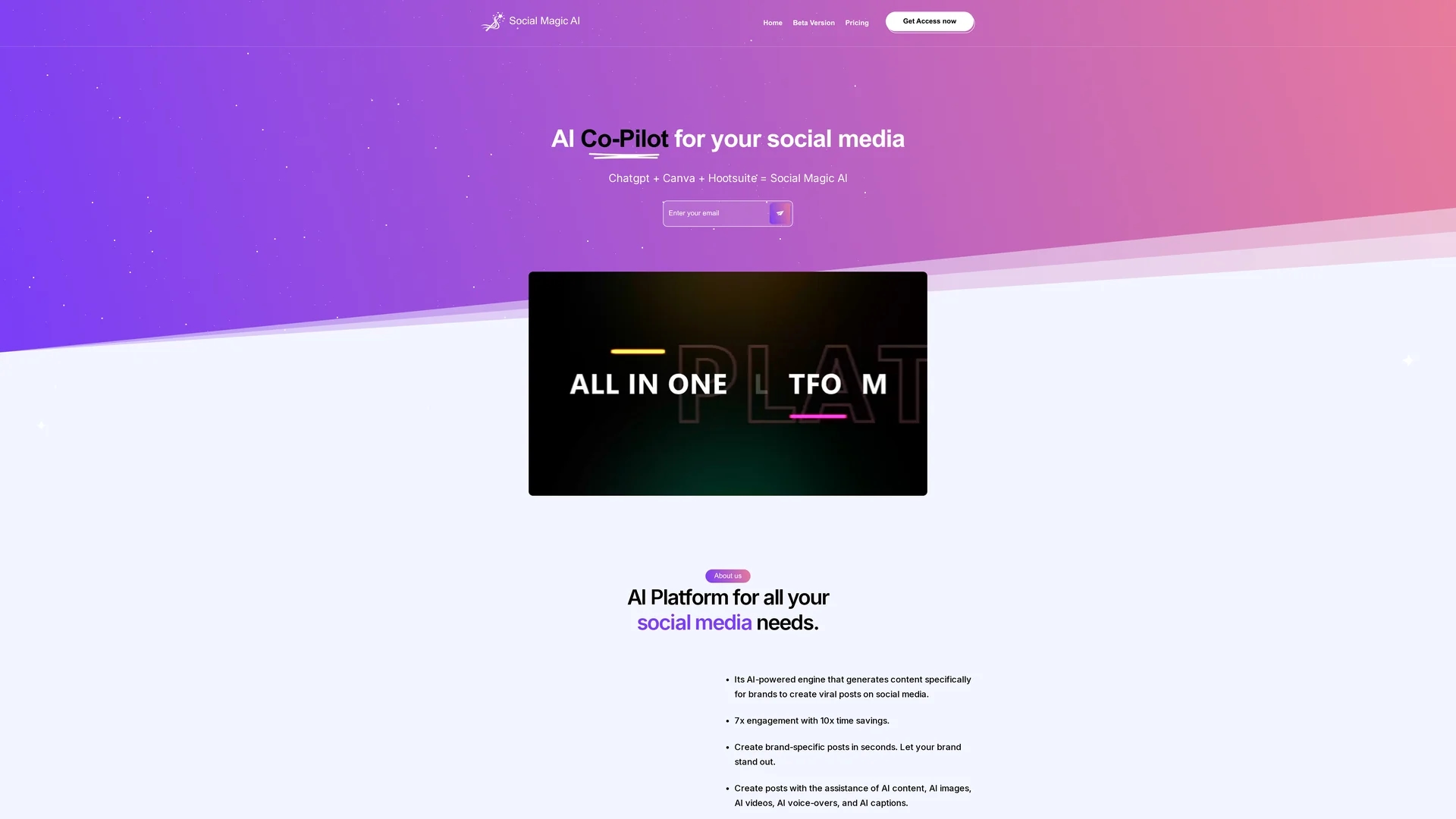 social-magic-ai homepage