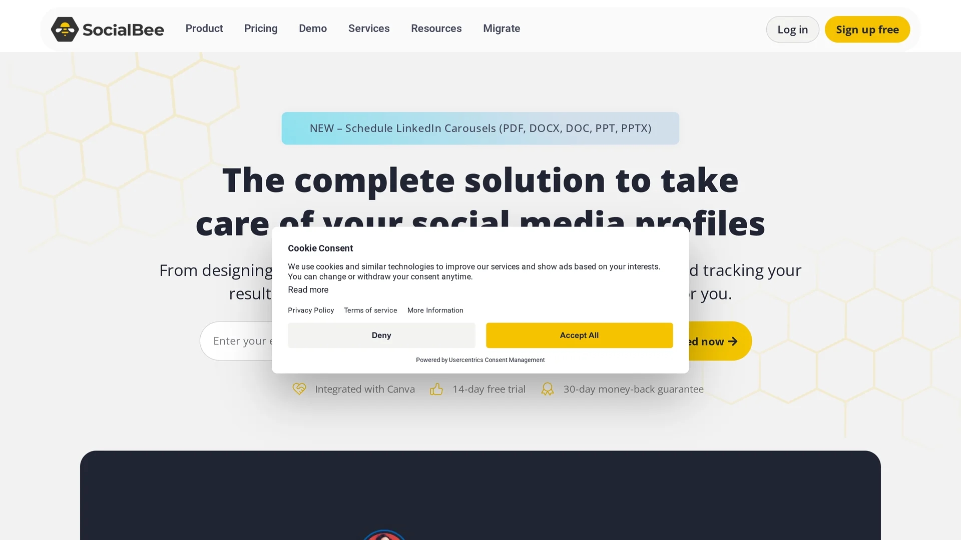 socialbee homepage