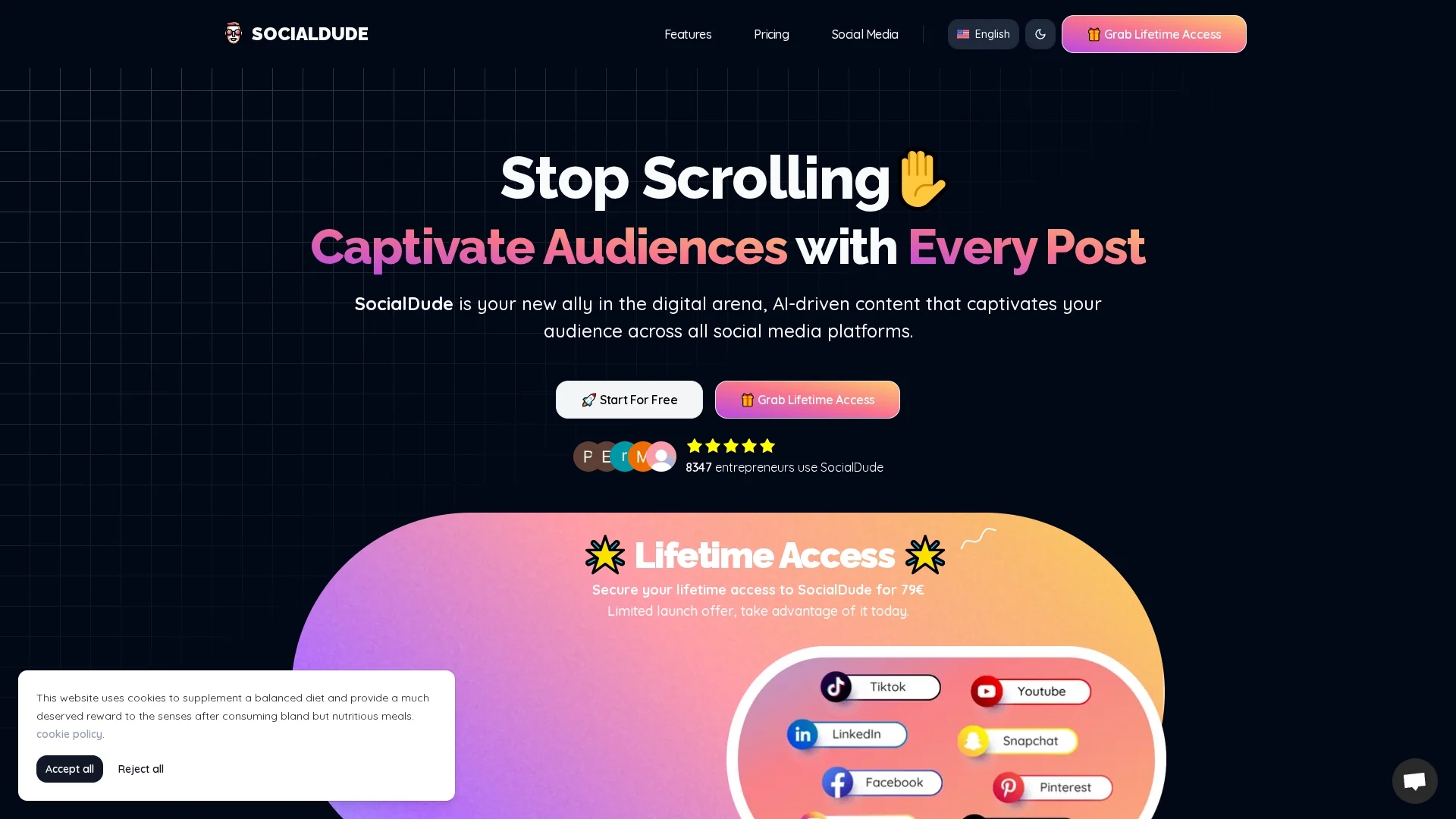 socialdude-ai homepage