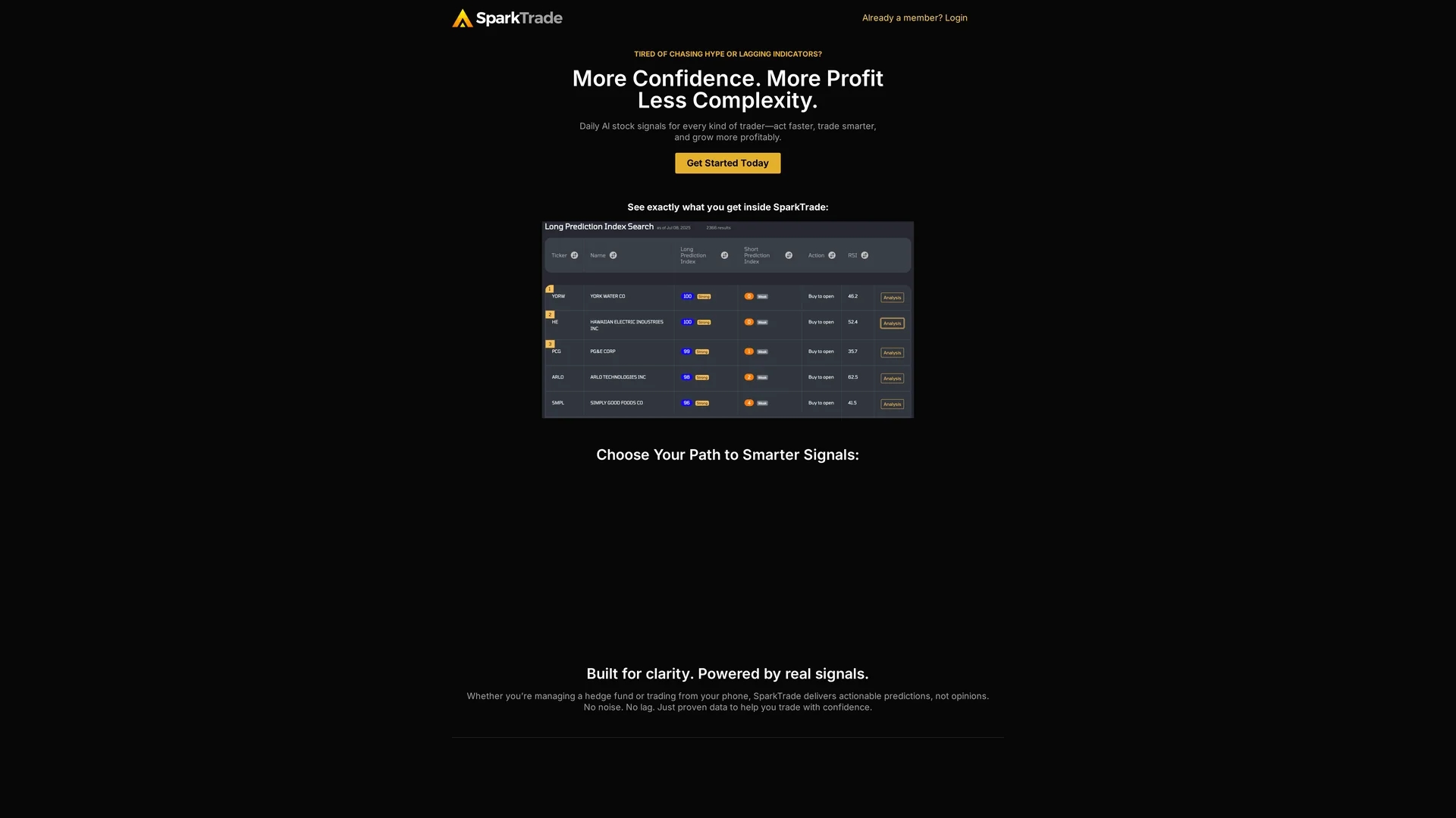 sparktrade homepage