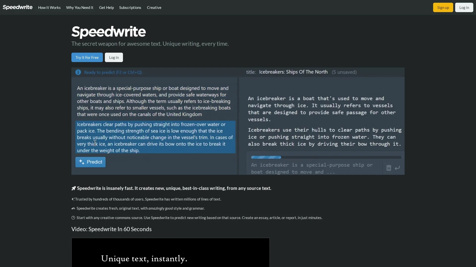 speedwrite homepage