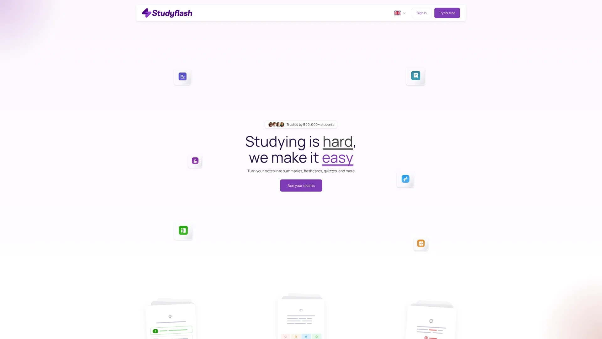 studyflash homepage