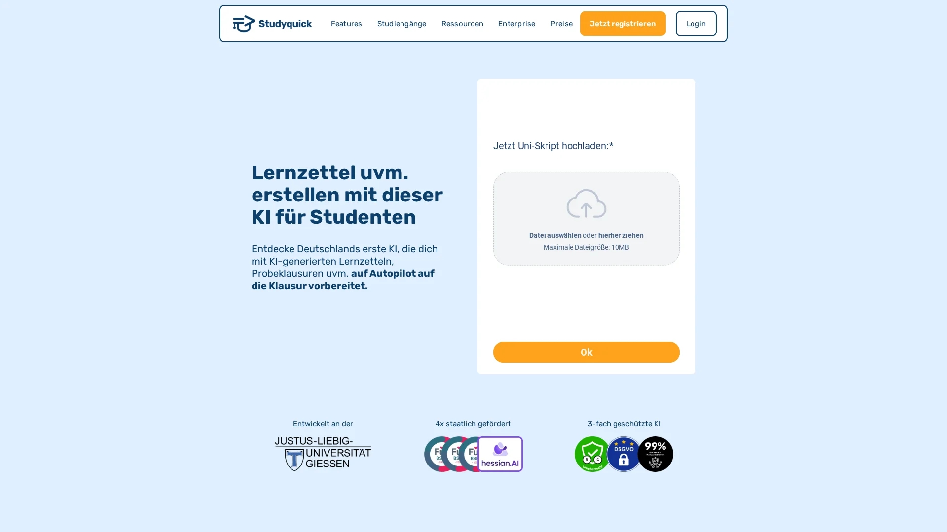 studyquick homepage